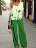 Women's Floral Printing Two-Piece Set Daily Long Sleeve Casual Spring/Fall Top With Pants Matching Set