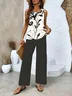 Women's Floral Printing Two-Piece Set Daily Sleeveless Casual Summer Top With Pants Matching Set