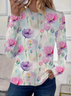 Women's Floral Long Sleeve Tee T-shirt Crew Neck Printing Casual Spring/Fall Graphic Tee Top