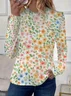 Women's Floral Long Sleeve Tee T-shirt Crew Neck Printing Casual Spring/Fall Graphic Tee Top