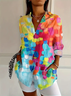 Women's Abstract Long Sleeve Shirt Spring/Fall Buckle Shirt Collar Daily Casual Top