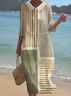 Women Geometric Half Sleeve Summer Dress Crew Neck Daily Casual Maxi A-Line Dress