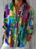 Women's Abstract Long Sleeve Shirt Spring/Fall Buckle Shirt Collar Daily Casual Top