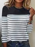 Women Striped Long Sleeve Tee T-shirt Crew Neck Casual Spring/Fall Top