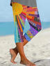 Women's Hippie Capris Elastic Waist Pant Casual Summer Trousers