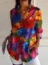 Women's Floral Long Sleeve Shirt Spring/Fall Buckle Shirt Collar Daily Casual Top