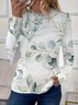 Women's Floral Long Sleeve Tee T-shirt Crew Neck Printing Casual Spring/Fall Top