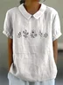 Women Floral Half Sleeve Blouse Summer Shawl Collar Daily Casual Top