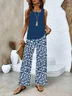 Women's Floral Printing Two-Piece Set Daily Sleeveless Casual Summer Top With Pants Matching Set