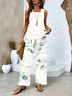 Women's Floral Printing Two-Piece Set Daily Sleeveless Casual Summer Top With Pants Matching Set