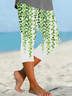 Women's Floral Capris Elastic Waist Pant Casual Summer Trousers