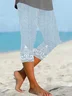 Women's Floral Capris Elastic Waist Pant Casual Summer Trousers