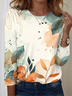 Women Floral Short Sleeve Tee T-shirt Crew Neck Casual Summer Top