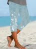 Women's Floral Capris Elastic Waist Pant Casual Summer Trousers