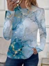 Women's Abstract Long Sleeve Tee T-shirt Crew Neck Printing Casual Spring/Fall Top