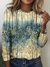 Women Floral Long Sleeve Tee T-shirt Crew Neck Casual Spring/Fall Top