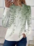 Women's Floral Long Sleeve Tee T-shirt Crew Neck Printing Casual Spring/Fall Top