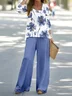 Women's Floral Printing Two-Piece Set Daily Long Sleeve Casual Spring/Fall Top With Pants Matching Set