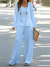 Women's Plain Printing Two-Piece Set Daily Long Sleeve Casual Spring/Fall Top With Pants Matching Set