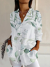 Women's Floral Long Sleeve Shirt Spring/Fall Buckle Shirt Collar Daily Casual Top