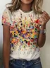 Women's Color Block Short Sleeve Tee T-shirt Crew Neck Printing Casual Summer Graphic Tee Top