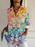 Women's Floral Long Sleeve Shirt Spring/Fall Buckle Shirt Collar Daily Casual Top