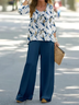Women's Floral Printing Two-Piece Set Daily Long Sleeve Casual Spring/Fall Top With Pants Matching Set