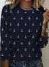 Women's Anchor Long Sleeve Tee T-shirt Crew Neck Printing Casual Spring/Fall Graphic Tee Top