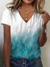 Women's Abstract Short Sleeve Tee T-shirt V Neck Printing Casual Summer Graphic Tee Top