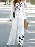 Women's Bird Two-Piece Set Daily Long Sleeve Casual Spring/Fall Top With Pants Matching Set