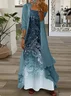 Women Floral Printing Two-Piece Set Daily Three Quarter Sleeve Casual Spring/Fall Dress With Coat Matching Set