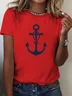 Women's Anchor Short Sleeve Tee T-shirt Crew Neck Printing Casual Summer Graphic Tee Top