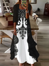 Women Floral Printing Two-Piece Set Daily Three Quarter Sleeve Casual Spring/Fall Dress With Coat Matching Set