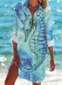 Women's Marine Life Long Sleeve Shirt Spring/Fall Printing Shirt Collar Daily Casual Top