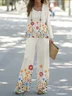 Women's Floral Printing Two-Piece Set Daily Long Sleeve Casual Spring/Fall Top With Pants Matching Set