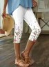 Women's Floral Capris Elastic Waist Pant Casual Summer Trousers