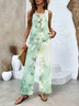 Women's Floral Printing Two-Piece Set Daily Sleeveless Casual Summer Top With Pants Matching Set
