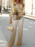 Women's Butterfly Printing Two-Piece Set Daily Long Sleeve Casual Spring/Fall Top With Pants Matching Set
