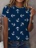 Women's Anchor Short Sleeve Tee T-shirt Crew Neck Printing Casual Summer Graphic Tee Top