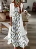 Women Floral Printing Two-Piece Set Daily Three Quarter Sleeve Casual Spring/Fall Dress With Coat Matching Set