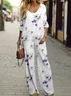 Women's Floral Printing Two-Piece Set Daily Long Sleeve Casual Spring/Fall Top With Pants Matching Set