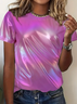 Women's Ombre Short Sleeve Tee T-shirt Crew Neck Printing Casual Summer Graphic Tee Top