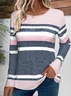 Women Striped Long Sleeve Tee T-shirt Crew Neck Casual Spring/Fall Top