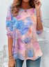 Women's Floral Long Sleeve Tee T-shirt Crew Neck Printing Casual Spring/Fall Graphic Tee Top