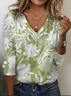 Women's Floral Long Sleeve Tee T-shirt V Neck Printing Casual Spring/Fall Graphic Tee Top