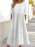 Women Floral Short Sleeve Summer Dress Crew Neck Daily Casual Maxi A-Line Dress