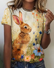 Women Easter (rabbit) Short Sleeve Tee T-shirt Crew Neck Casual Summer Top