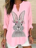 Women Easter (rabbit) Long Sleeve Blouse Spring/Fall V Neck Daily Casual Top