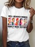 Women Text Letters Short Sleeve Tee T-shirt Crew Neck Casual Summer Top