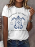 Women Text Letters Short Sleeve Tee T-shirt Crew Neck Casual Summer Top